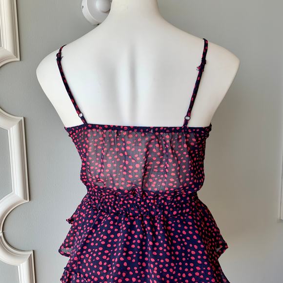 Row A Ruffle Tiered Polka Dot Strappy Chiffon Mini Dress Size XS - Picture 6 of 8